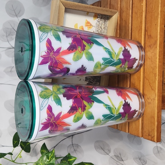 Set of 2 Starbucks Venti Cold Cups - Vibrant Floral Spring Collection - Picture 2 of 4